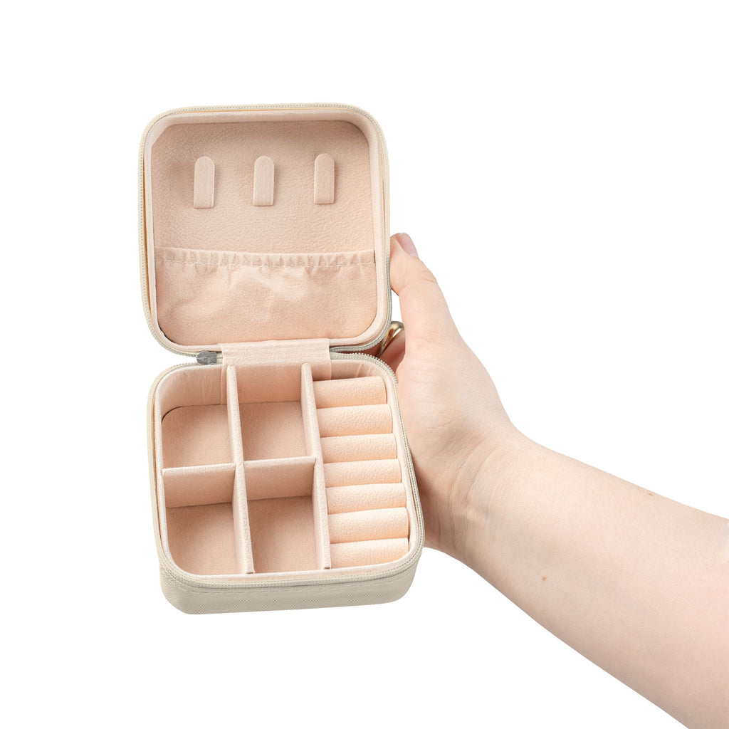 Travel Jewelry Case – Compact Pink Jewelry Organizer with Ring & Earring Compartments
