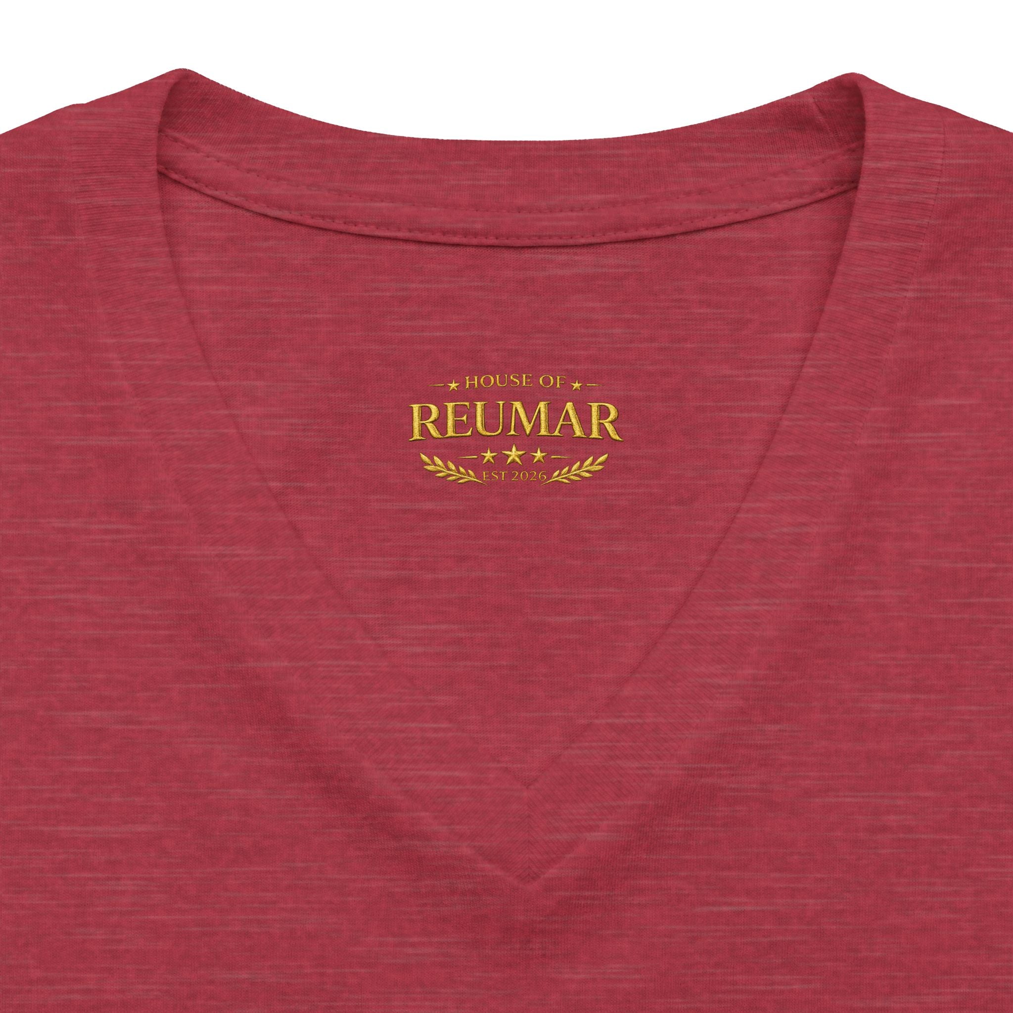 Women's V-Neck Tee — 'Reumar' Gold Monogram Logo