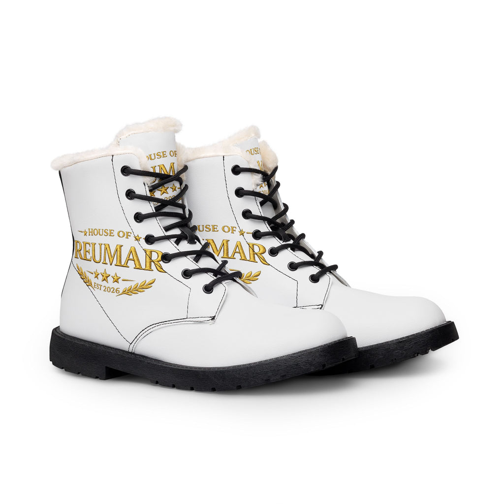 Fur-Lined Leather Boots – "House of Reumar" Embroidered Winter Combat Boots