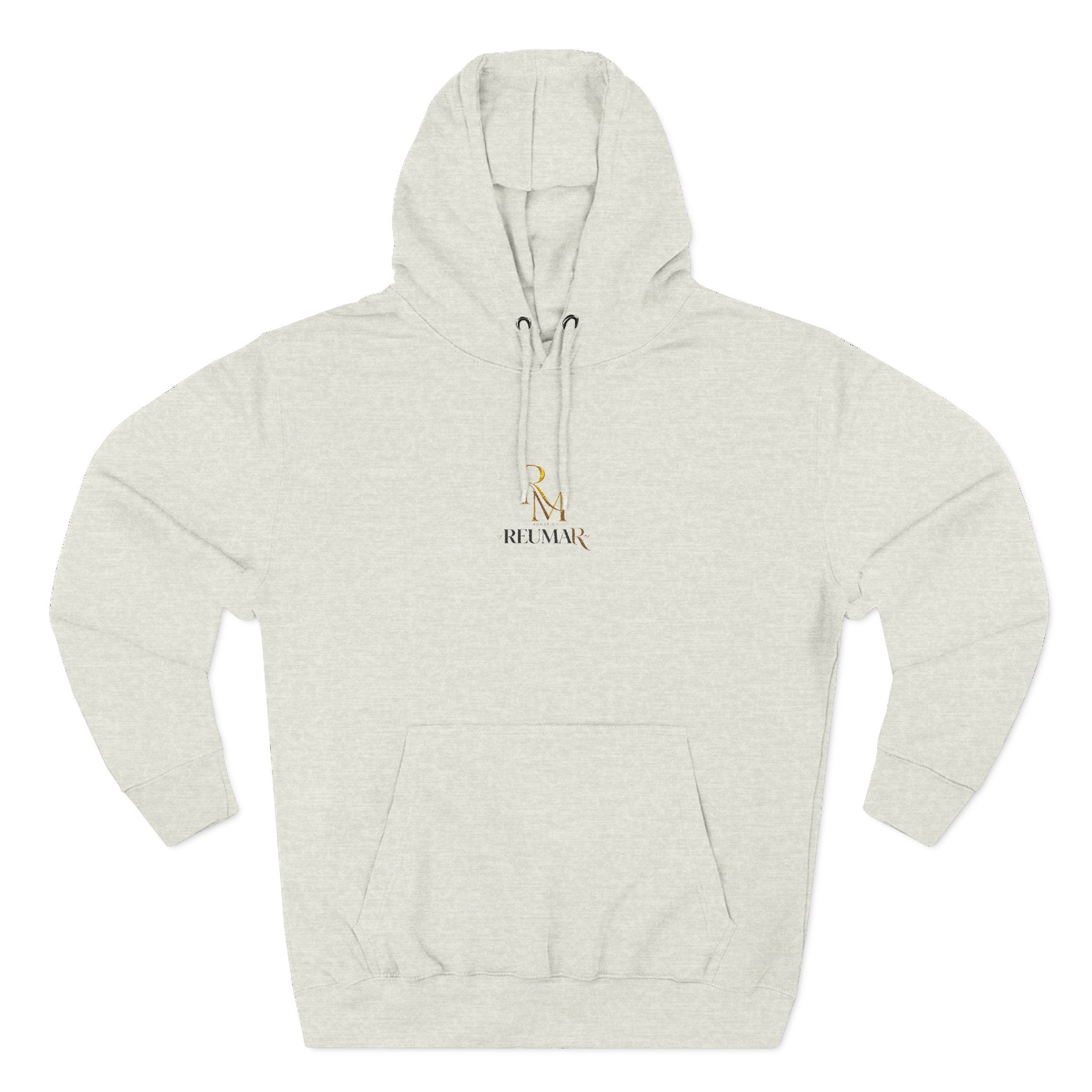Minimalist Gold Monogram Hoodie — 'RM' Chest Logo Fleece Pullover