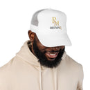Reumar Gold Monogram Trucker Hat - Mesh Foam Baseball Cap