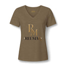 Women's V-Neck Tee — 'Reumar' Gold Monogram Logo