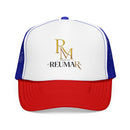 Reumar Gold Monogram Trucker Hat - Mesh Foam Baseball Cap