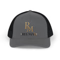 Reumar RM Embroidered Snapback Trucker Cap — Gold Logo Mesh Baseball Hat