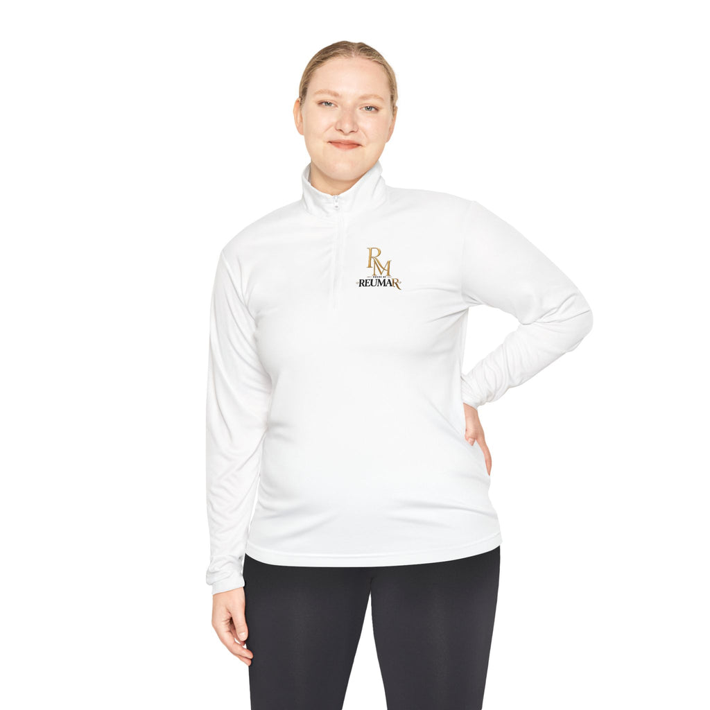 Quarter-Zip Pullover — Gold 'RM Reumar' Logo Embroidered Sweatshirt