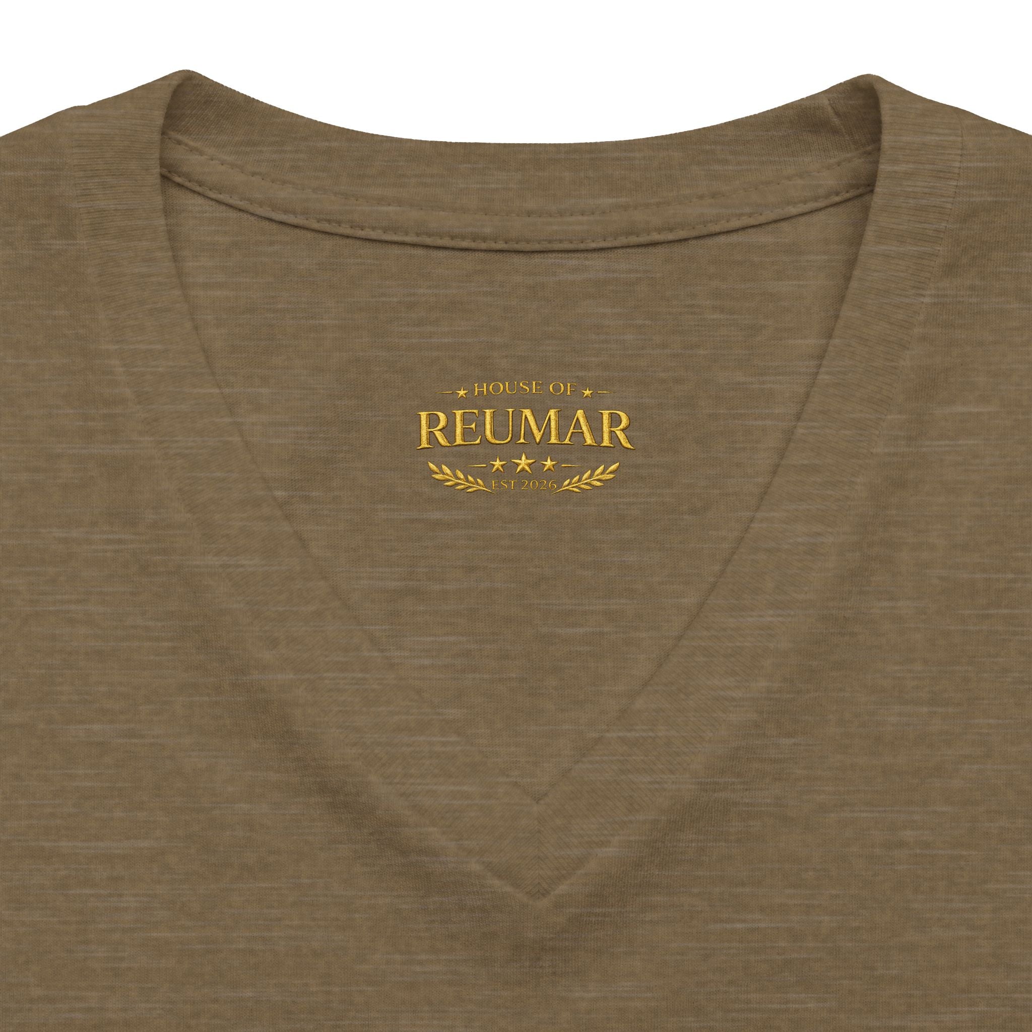 Women's V-Neck Tee — 'Reumar' Gold Monogram Logo