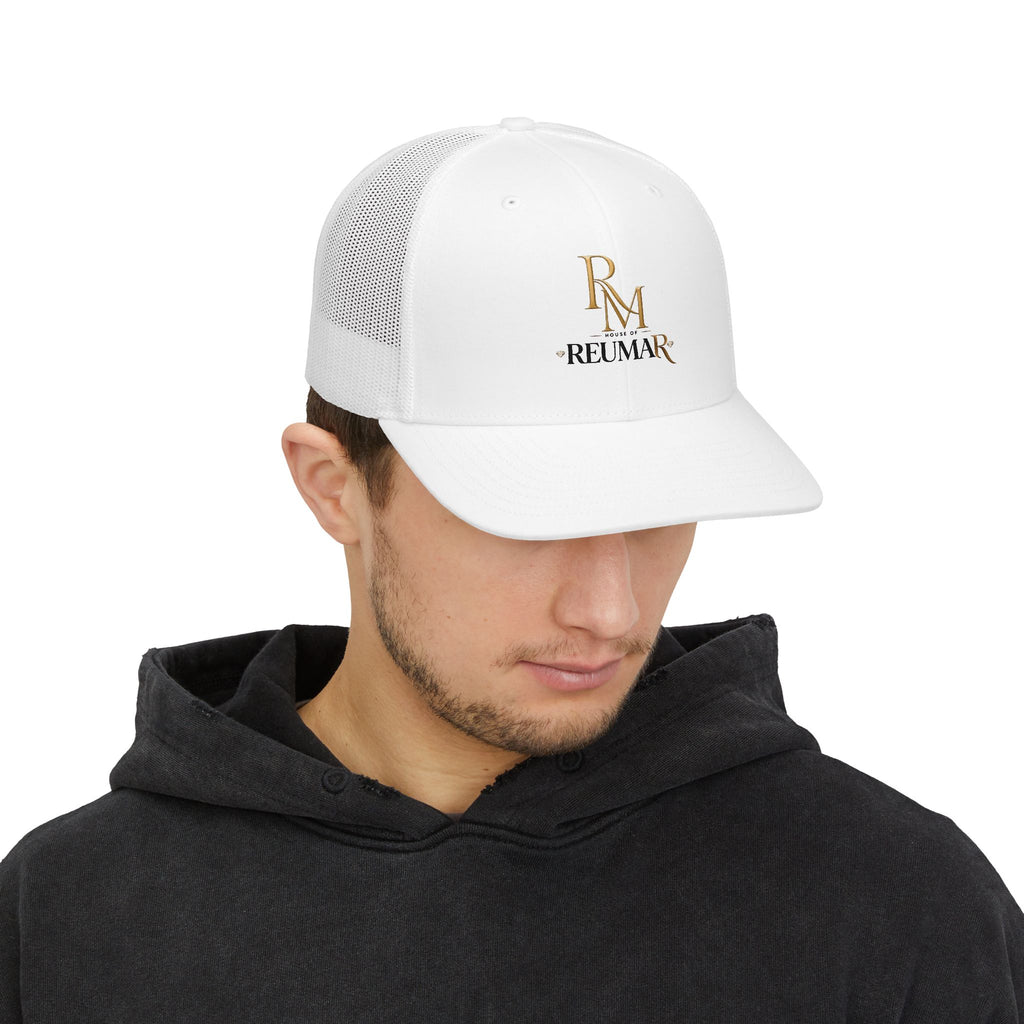 Reumar Gold Monogram Trucker Cap