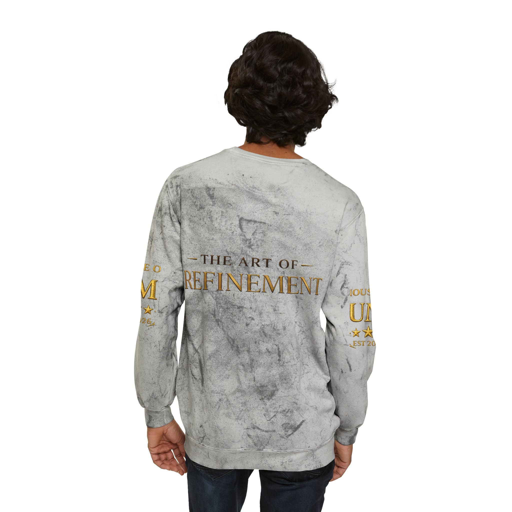Refined Gold Tie-Dye Crewneck Sweatshirt — “REUMAR” / The Art of Refinement