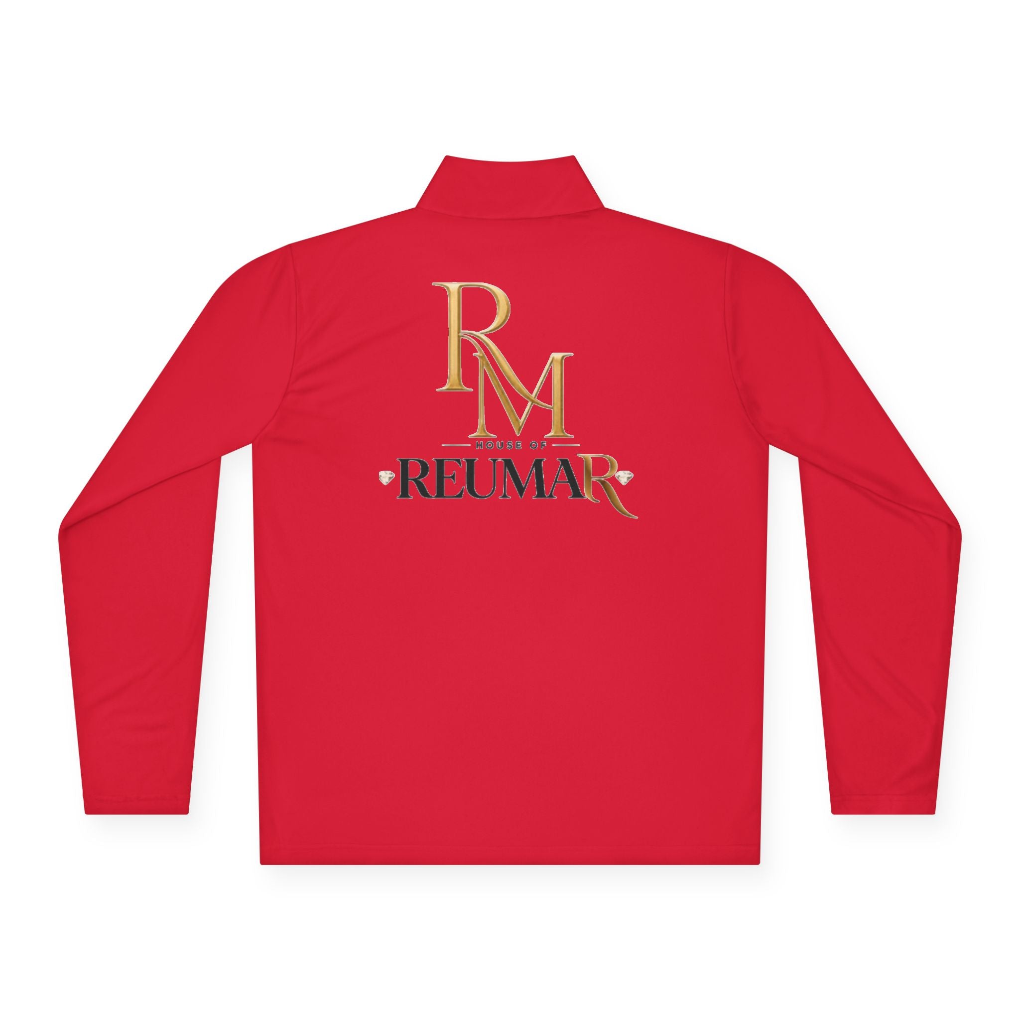 Quarter-Zip Pullover — Gold 'RM Reumar' Logo Embroidered Sweatshirt
