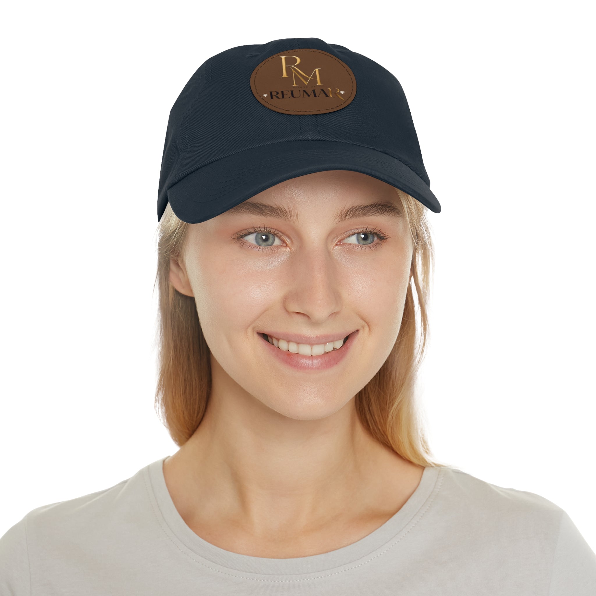 Leather Patch Dad Hat — Embossed RM REUMAN Logo Baseball Cap