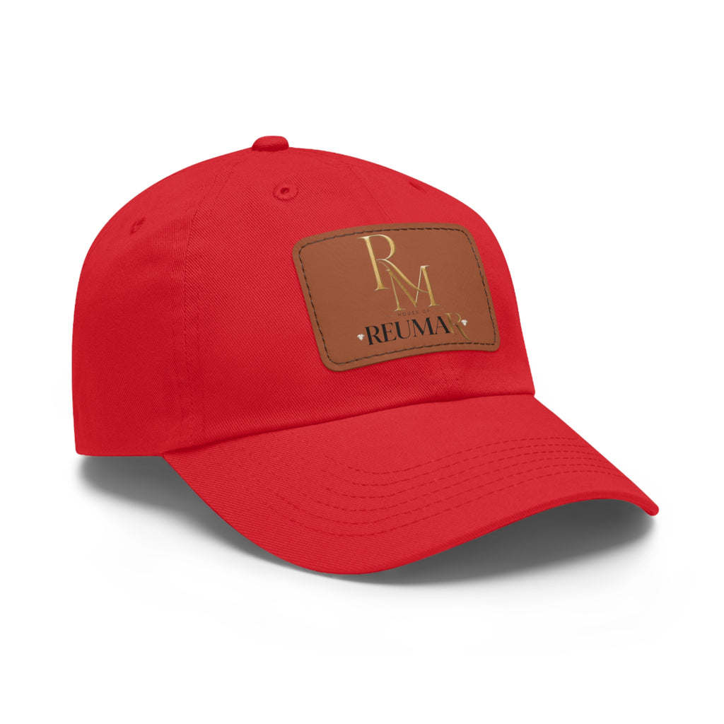 Reumar Pink Leather Patch Dad Hat