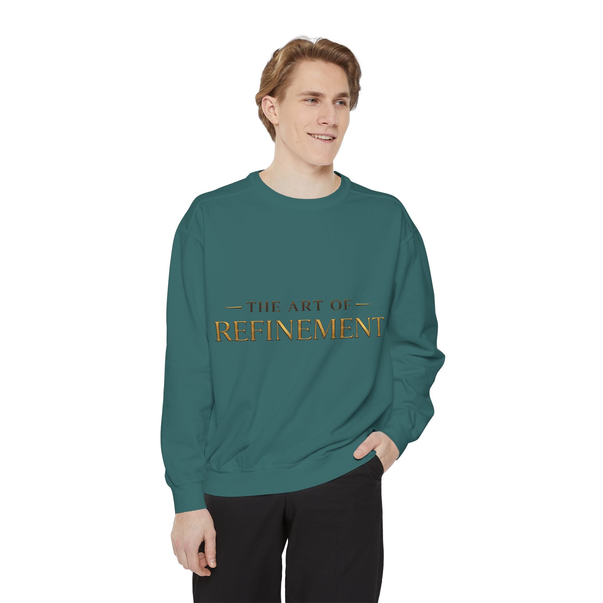 Refinement Logo Sweatshirt — "The Art of Refinement" Garment-Dyed Crewneck