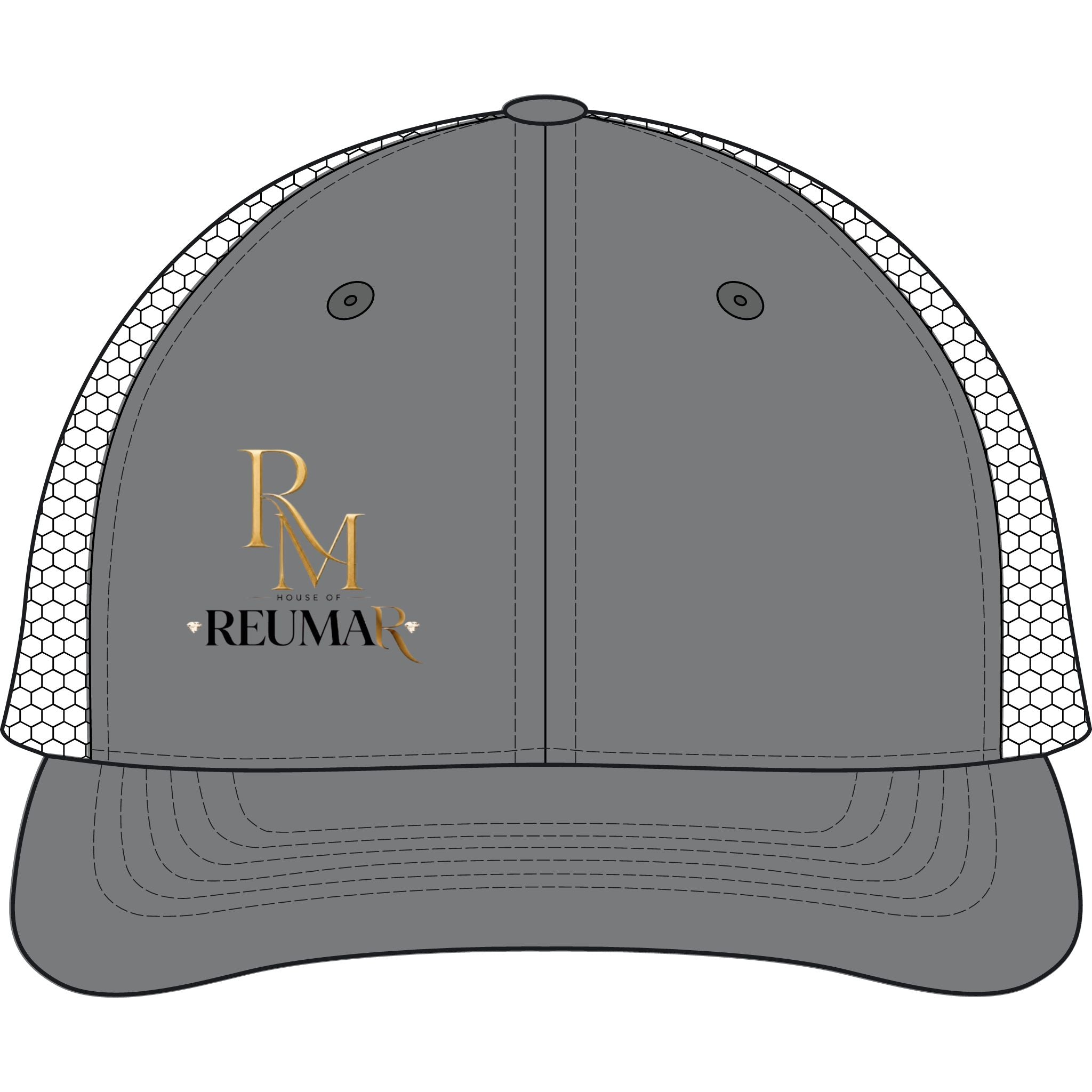 Reuman Logo Dirty-Wash Mesh-Back Cap — Trucker Hat with RM Monogram