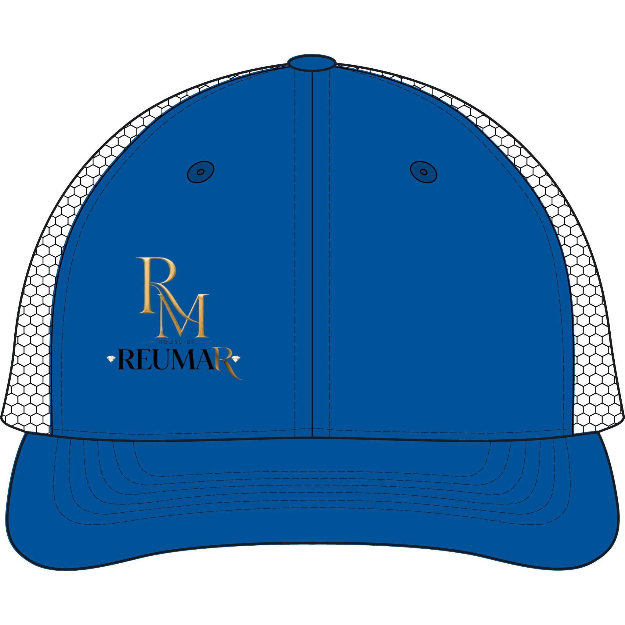 Reuman Logo Dirty-Wash Mesh-Back Cap — Trucker Hat with RM Monogram