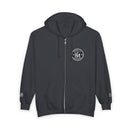 Full-Zip White Hoodie with Gold 'RM' Minimalist Logo