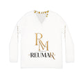 Women's V-Neck Long Sleeve Shirt — 'Merica Flag Peace Sign & House of Reumar Logo
