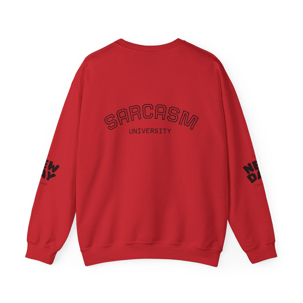 Sarcasm University Crewneck Sweatshirt — REUMAR Logo College-Style Pullover