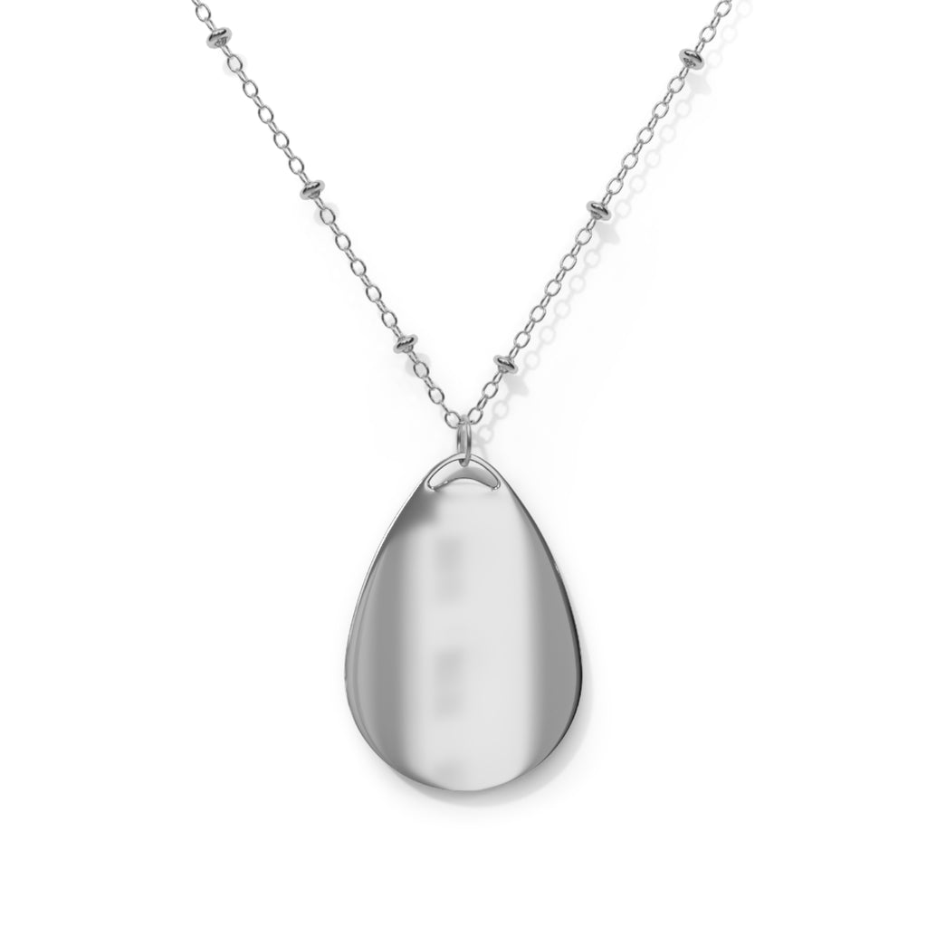 Oval Pendant Necklace — Engraved Teardrop Logo Jewelry