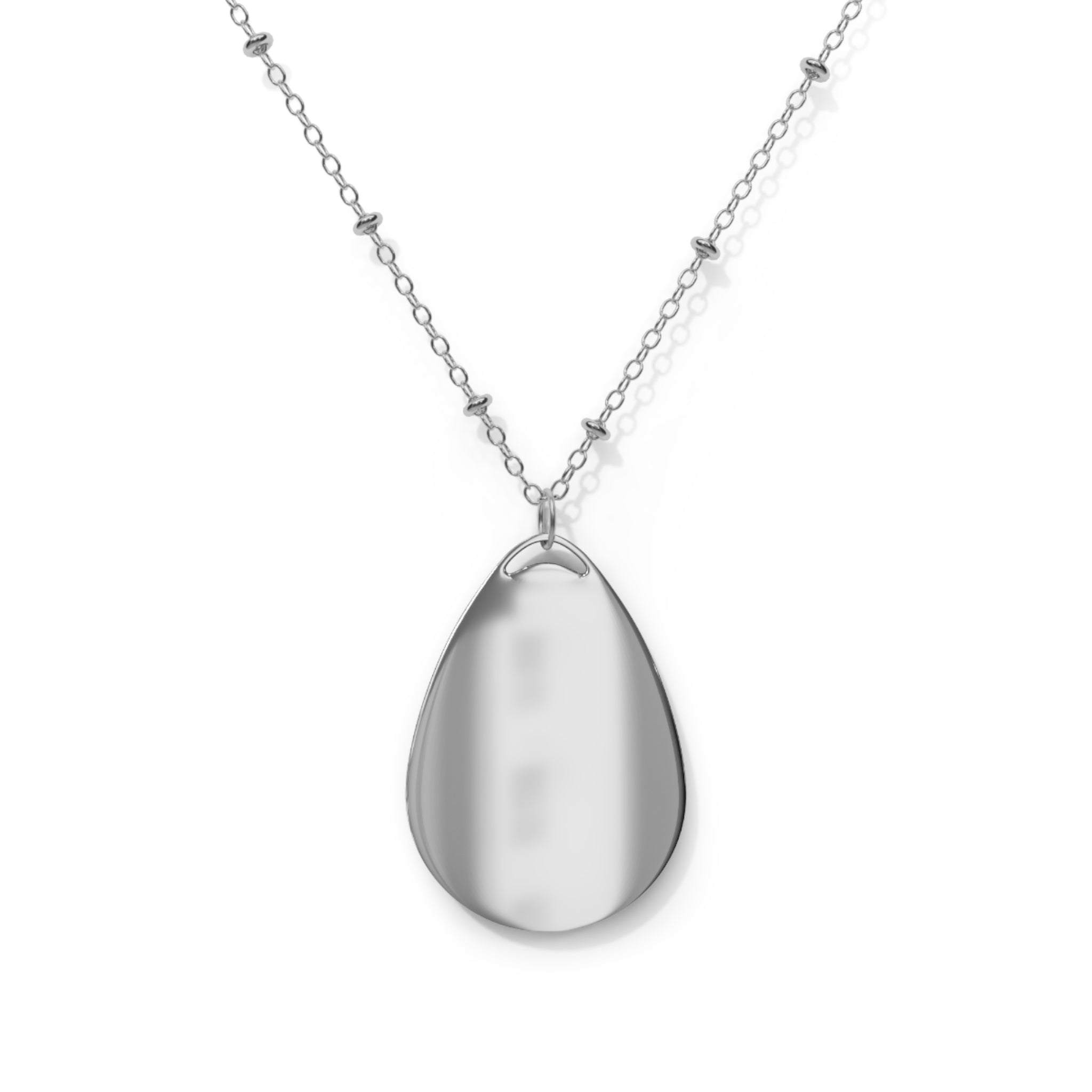 Oval Pendant Necklace — Engraved Teardrop Logo Jewelry