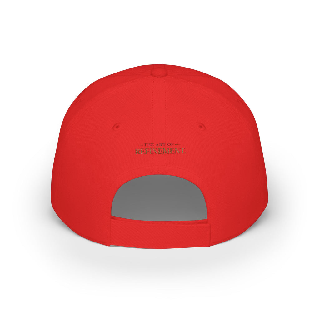 House of Reumar Red Low Profile Baseball Cap — Embroidered Logo Hat
