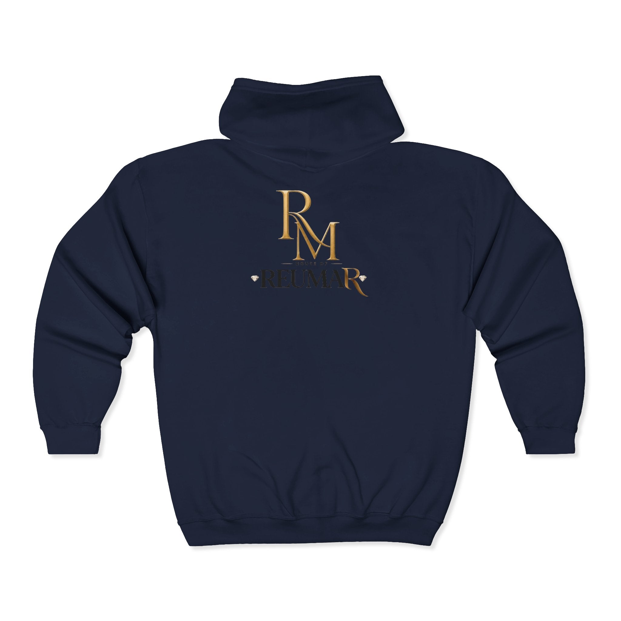 Full-Zip Hoodie — Reumar Gold Monogram Zip-Up Sweatshirt
