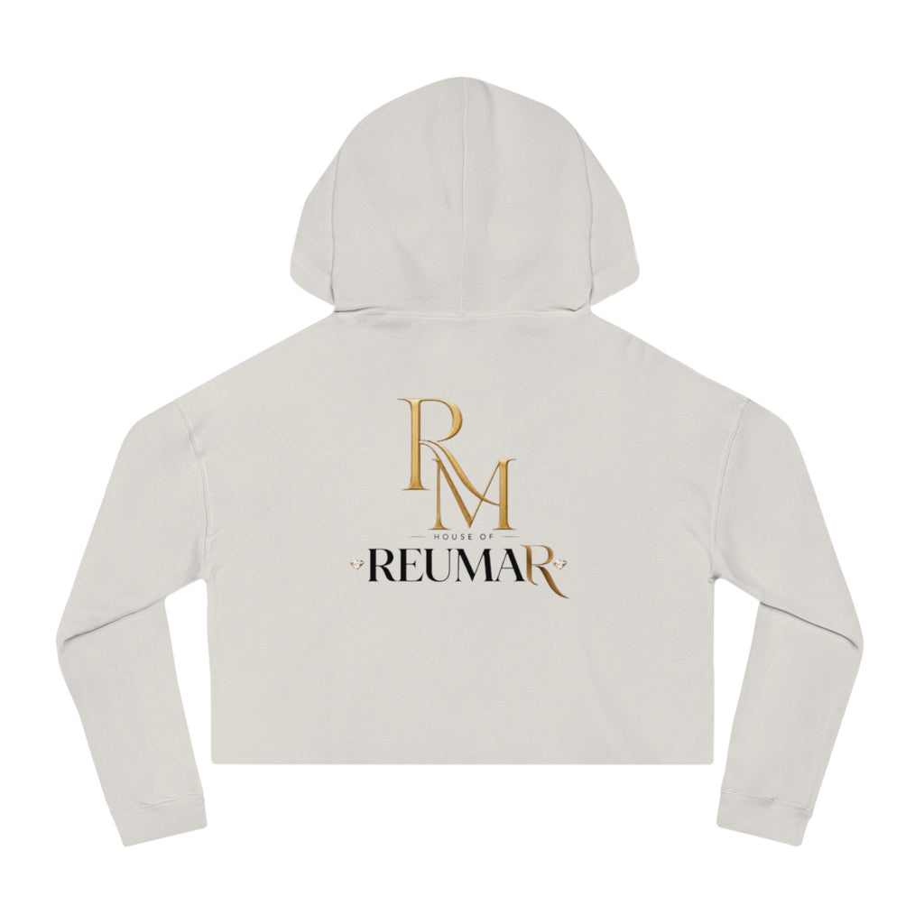 House of Reumar Cropped Hoodie — Women's Gold Monogram Logo Sweatshirt