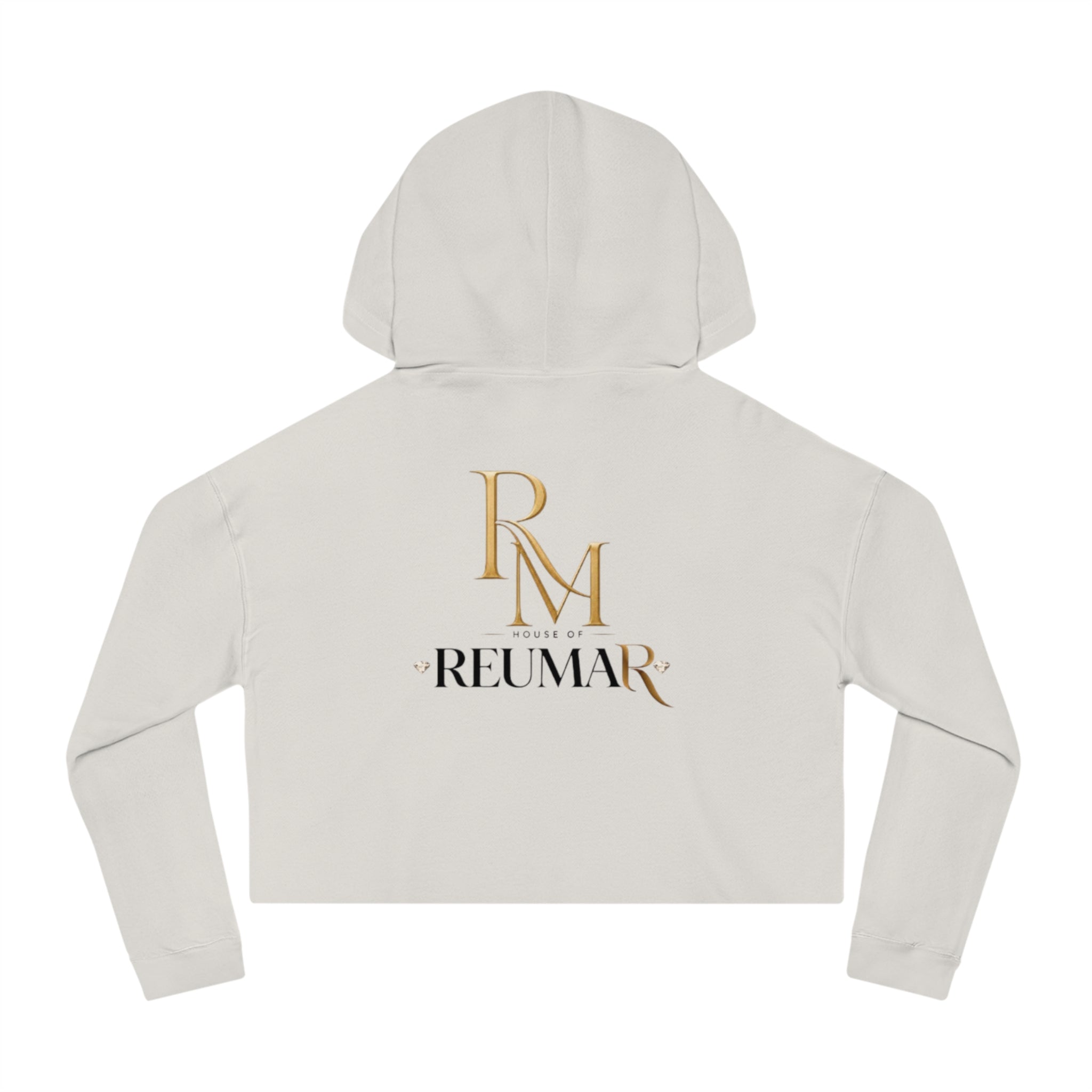 House of Reumar Cropped Hoodie — Women's Gold Monogram Logo Sweatshirt