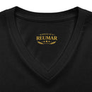 Women's V-Neck Tee — 'RM House of Reumar' Collegiate Graphic
