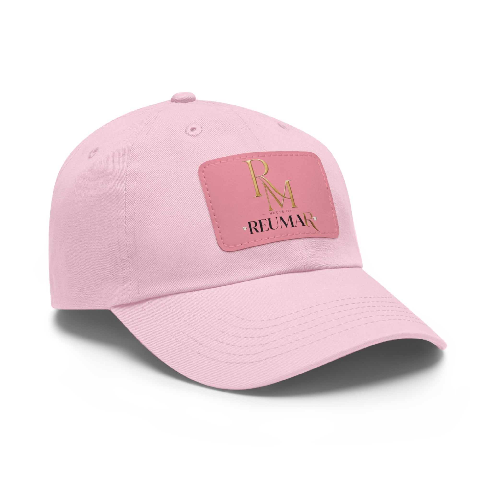 Reumar Pink Leather Patch Dad Hat