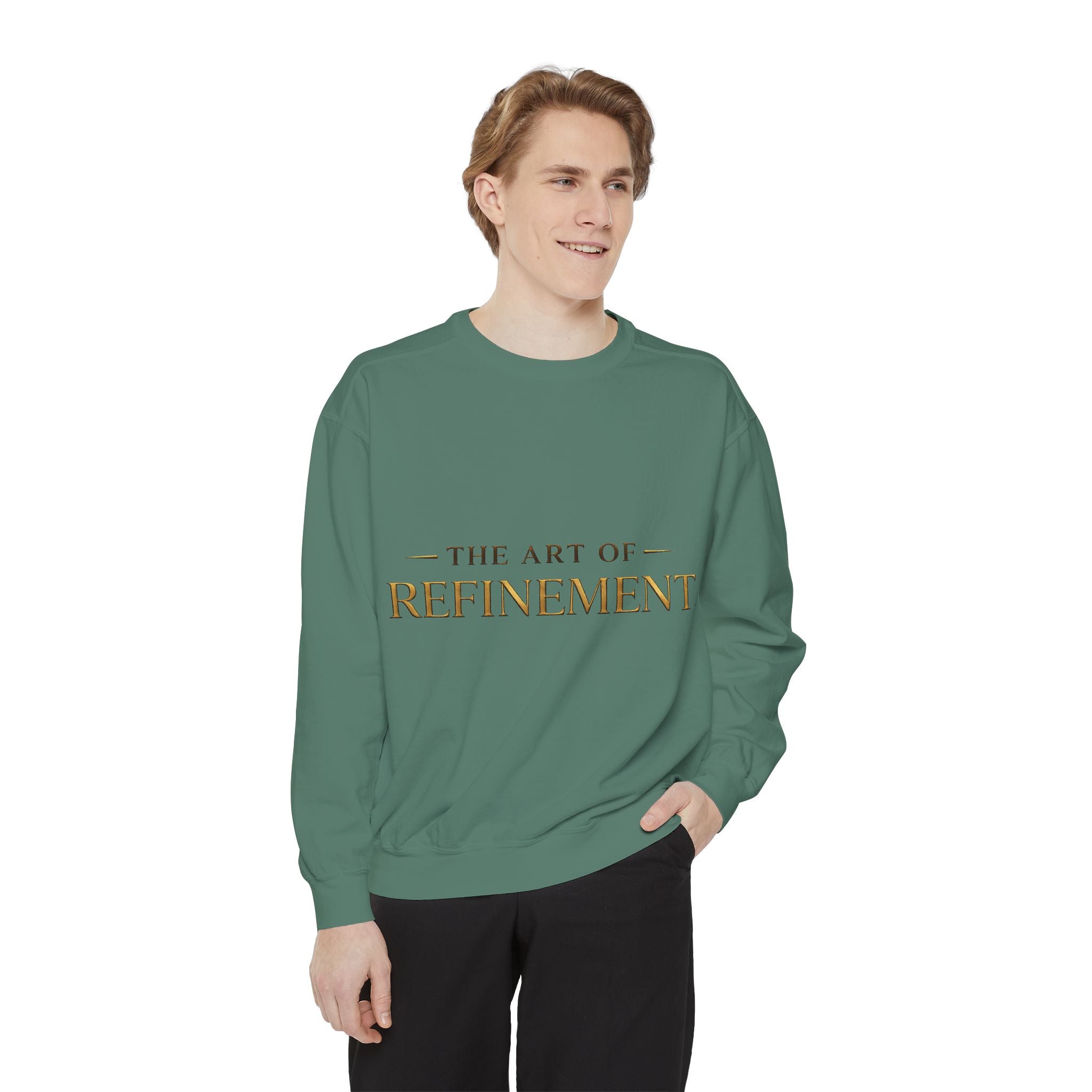 Refinement Logo Sweatshirt — "The Art of Refinement" Garment-Dyed Crewneck