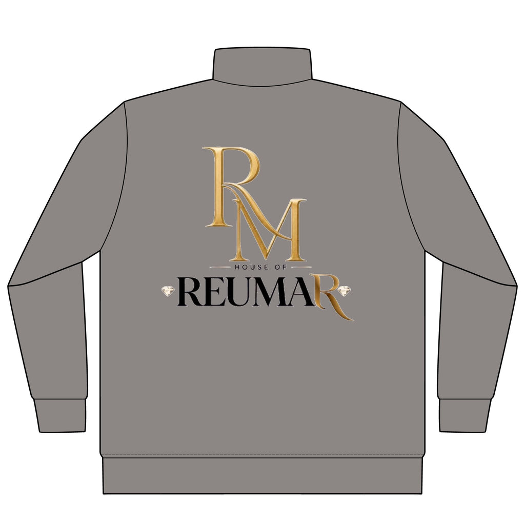 Quarter-Zip Pullover — 'RM House of Reumar' Gold Logo Pigment-Dyed Sweatshirt