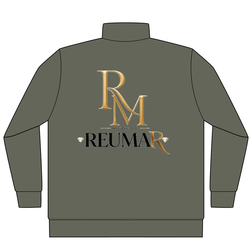Quarter-Zip Pullover — 'RM House of Reumar' Gold Logo Pigment-Dyed Sweatshirt