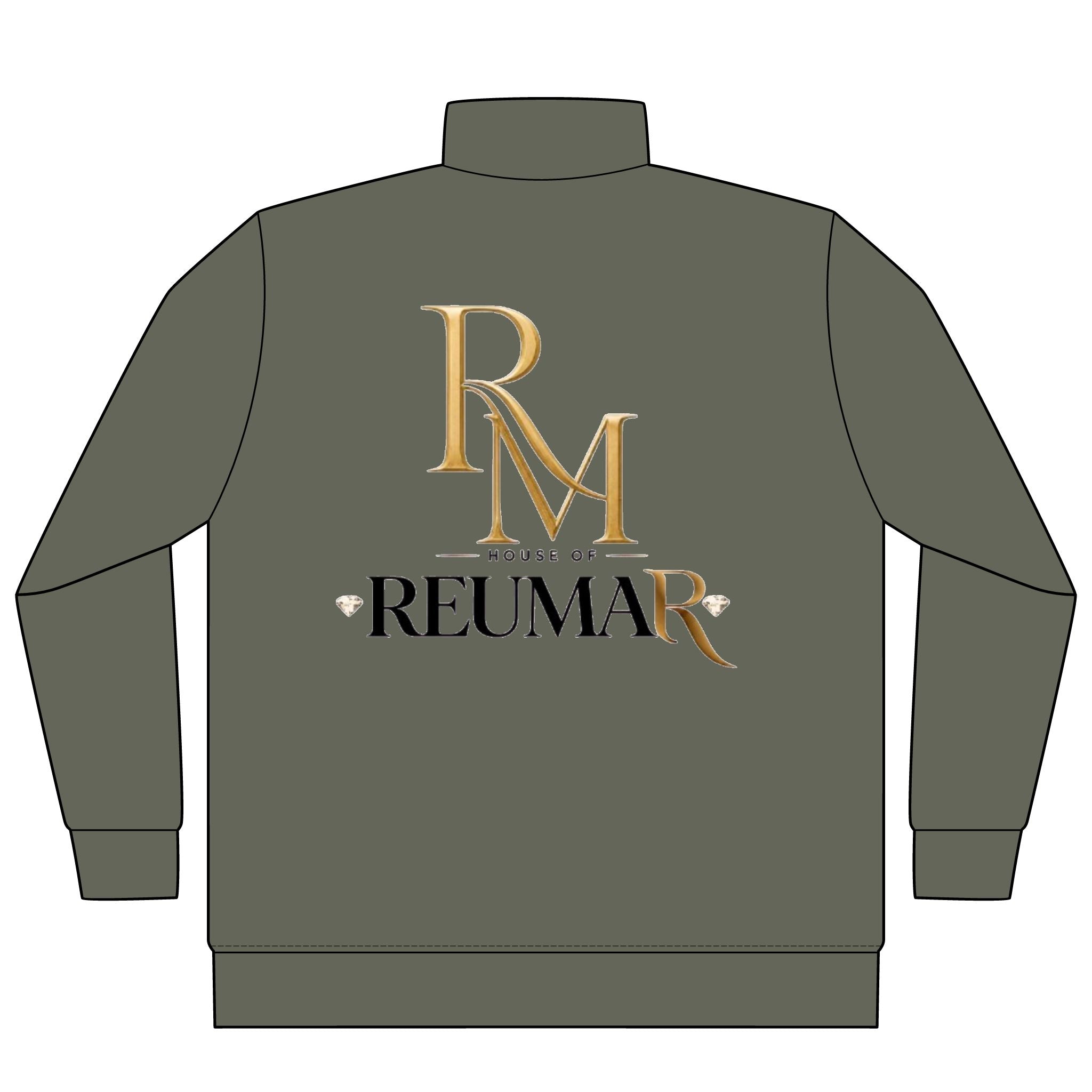 Quarter-Zip Pullover — 'RM House of Reumar' Gold Logo Pigment-Dyed Sweatshirt