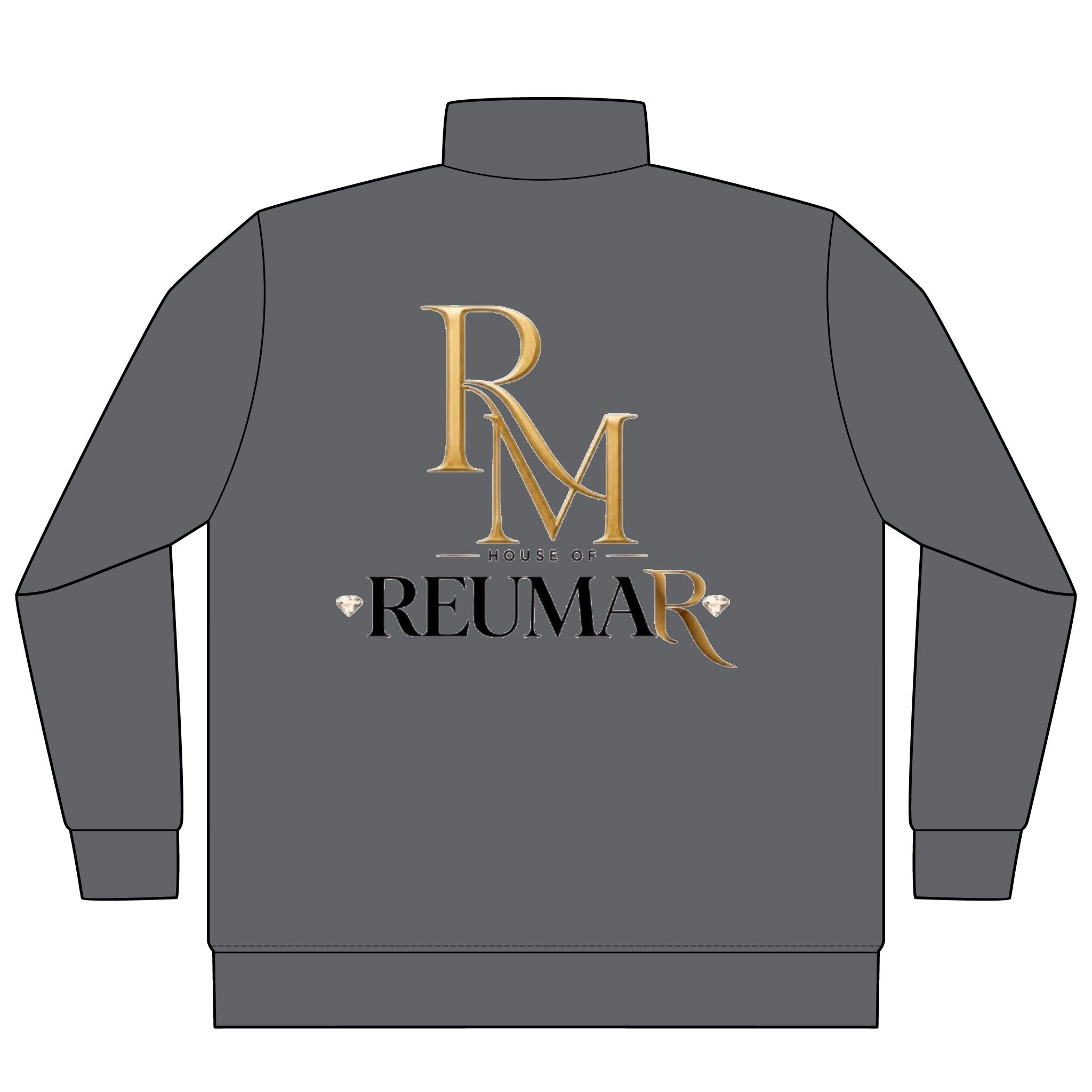 Quarter-Zip Pullover — 'RM House of Reumar' Gold Logo Pigment-Dyed Sweatshirt