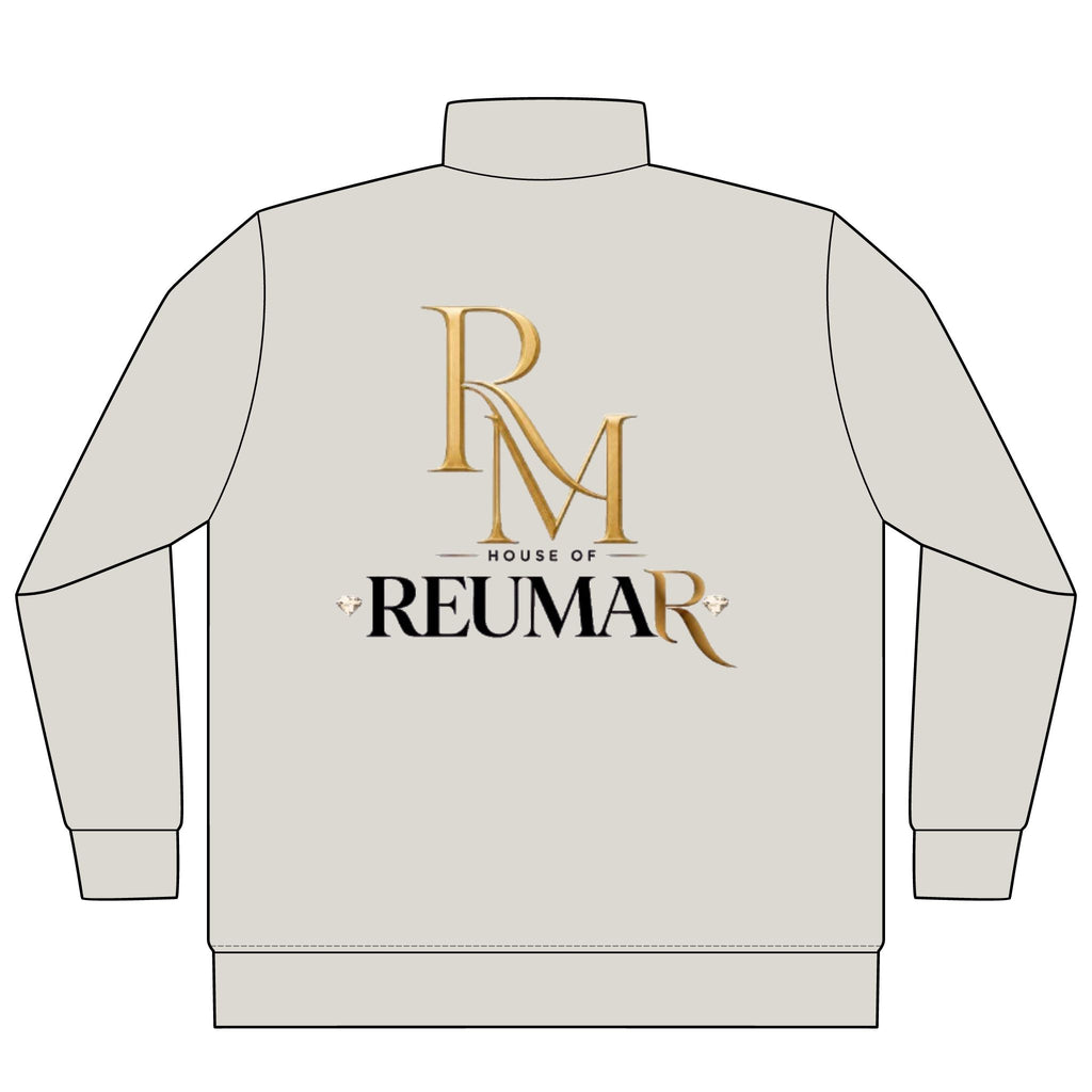 Quarter-Zip Pullover — 'RM House of Reumar' Gold Logo Pigment-Dyed Sweatshirt