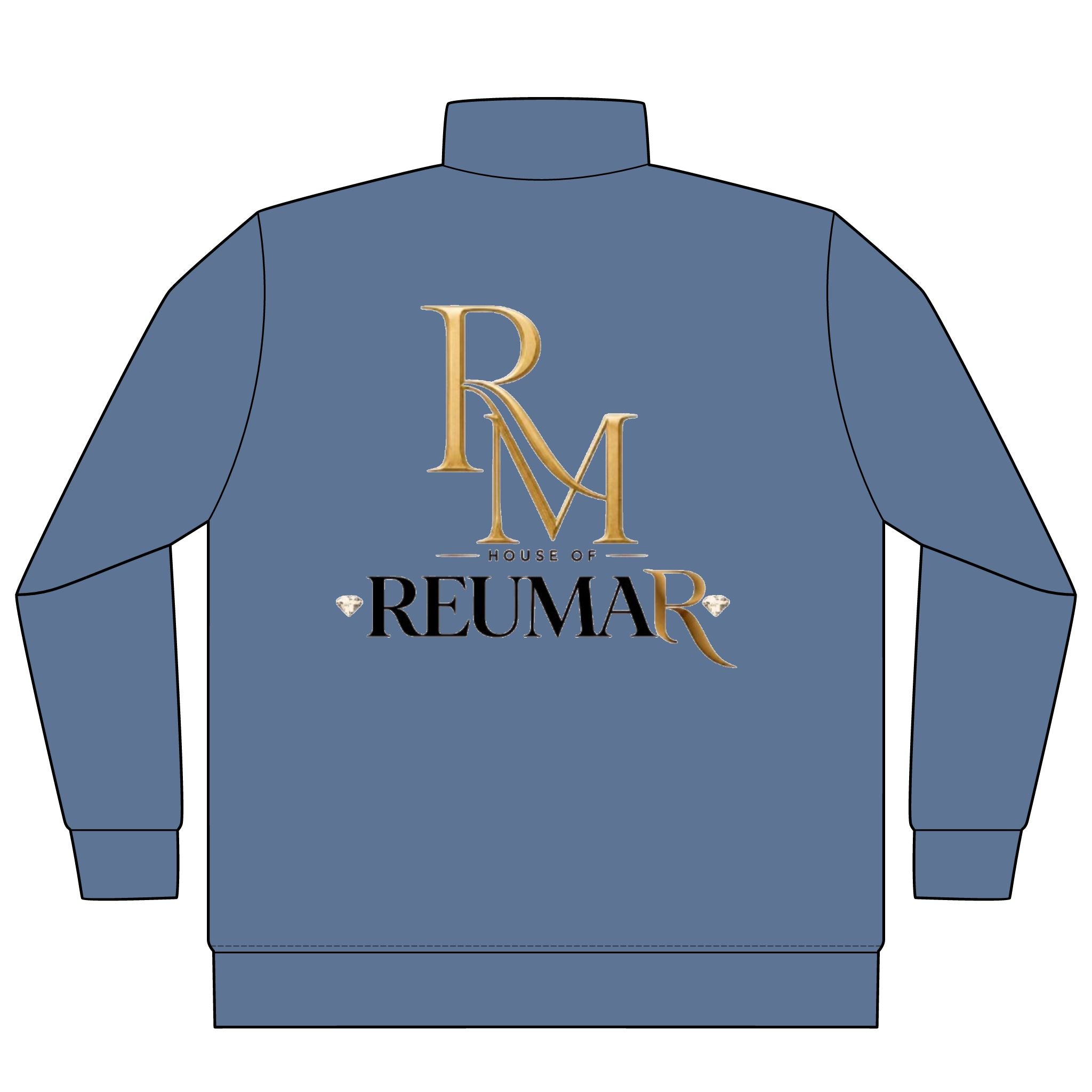 Quarter-Zip Pullover — 'RM House of Reumar' Gold Logo Pigment-Dyed Sweatshirt