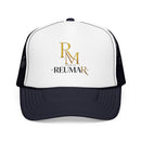 Reumar Gold Monogram Trucker Hat - Mesh Foam Baseball Cap