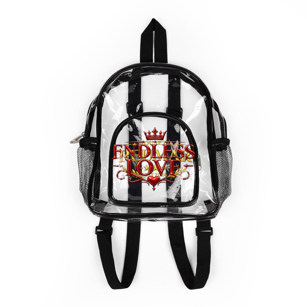 Clear Stadium Backpack – 'Endless Love' Clear School Bag with Crown Graphic