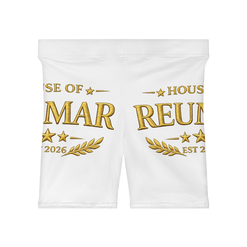 Reunion Gold Emblem Women's Biker Shorts — Custom Family Reunion 2026