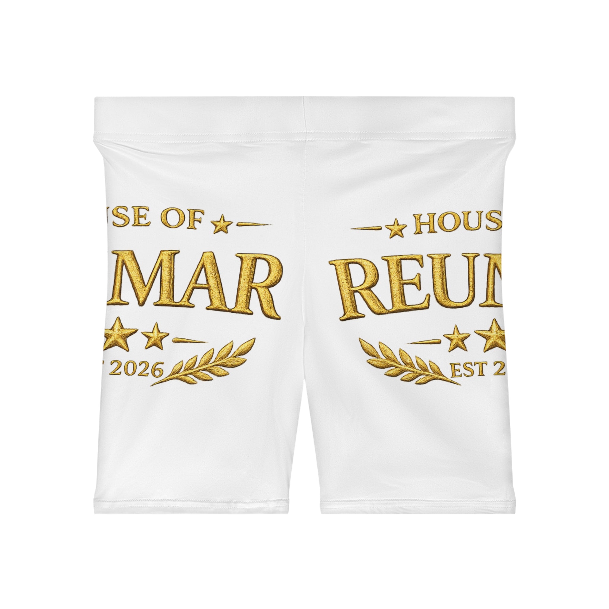 Reunion Gold Emblem Women's Biker Shorts — Custom Family Reunion 2026
