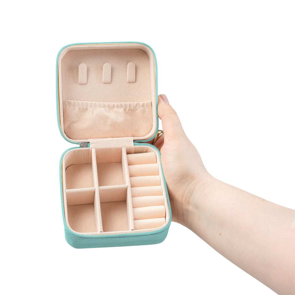 Travel Jewelry Case – Compact Pink Jewelry Organizer with Ring & Earring Compartments