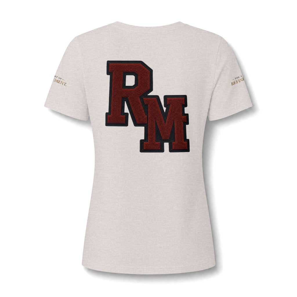 Women's V-Neck Tee — 'RM House of Reumar' Collegiate Graphic