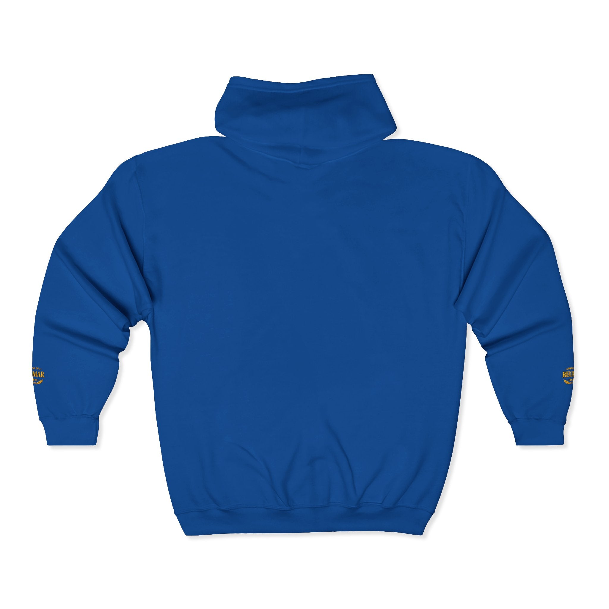 Gold Monogram RM Full-Zip Hoodie — Minimal Logo Zip Jacket