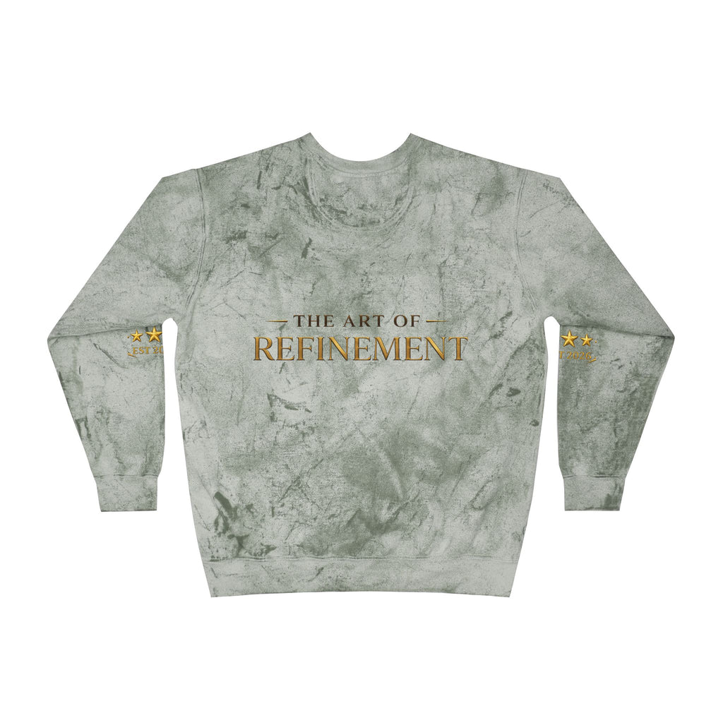 Refined Gold Tie-Dye Crewneck Sweatshirt — “REUMAR” / The Art of Refinement