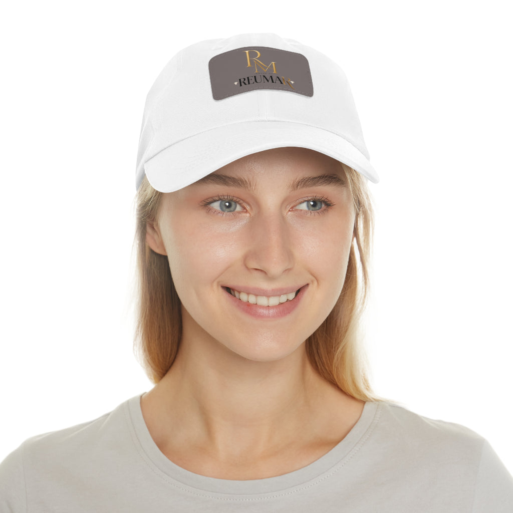 Reumar Pink Leather Patch Dad Hat